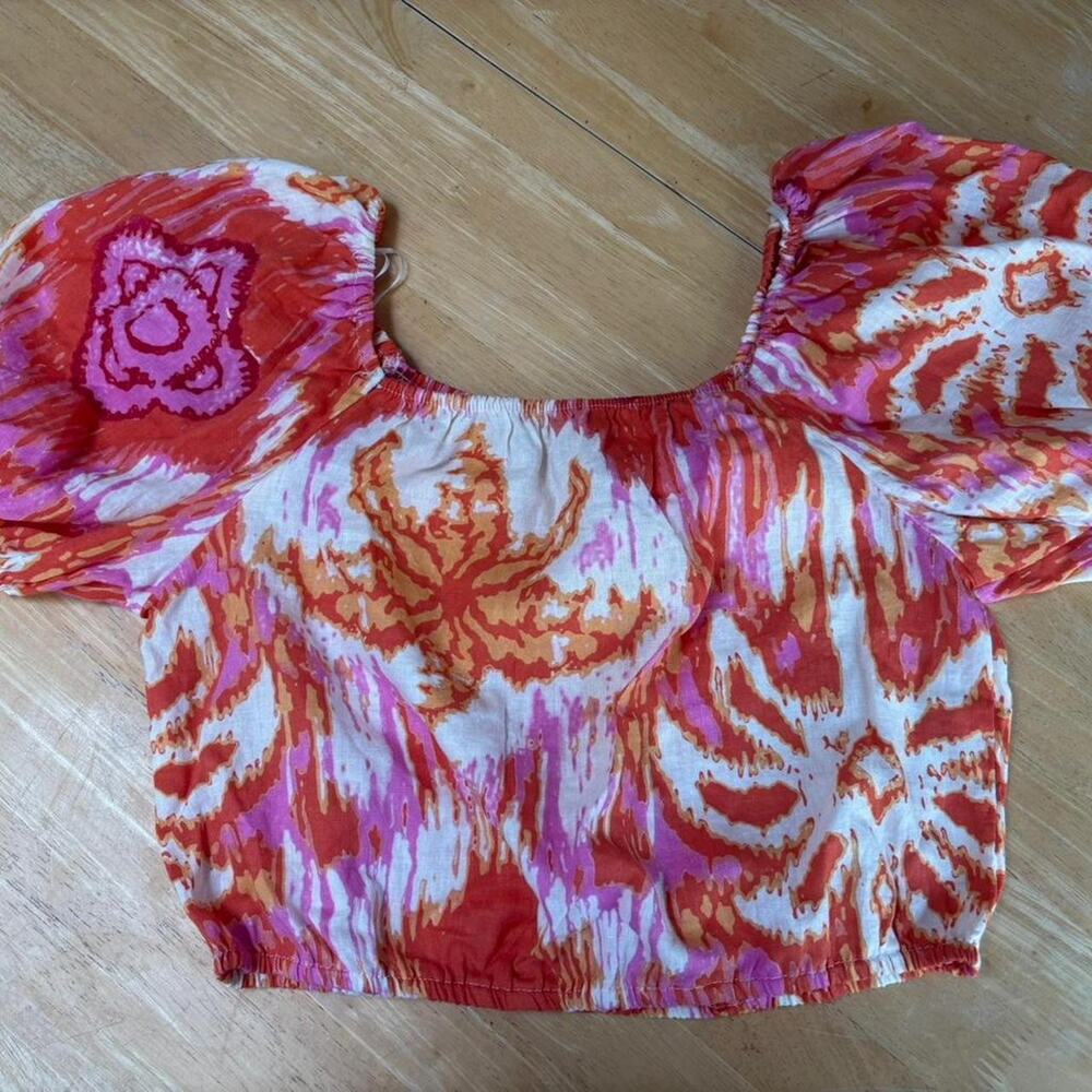 C&C California orange and pink linen top Size XS